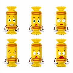 Poster - Character cartoon of yellow long candy package with scared expression