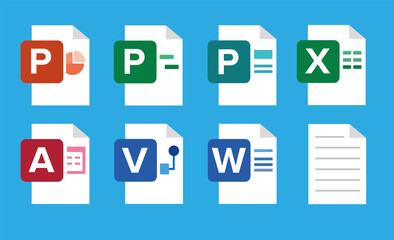 Leinwandbilder - Set of Document File Formats and Labels icons. Vector illustration.