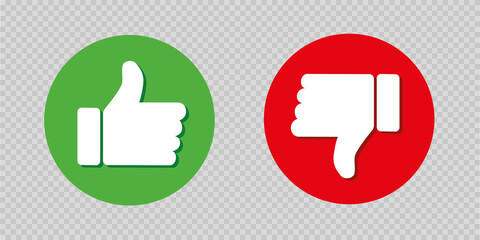 Poster - Do and Don't symbols. Thumbs up and thumbs down circle emblems. Like and dislike icons set. Vector illustration.