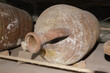 Ancient Greek amphora for storage. Antique ceramic jug closeup in the Museum of Underwater Archaeology at Bodrum Castle, Turkey. Roman amphorae