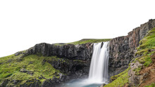 Gufufoss Waterfall (Iceland) Isolated On White Background
