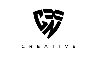 Shield letters CNX creative logo