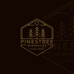 Wall Mural - pines tree logo line art simple minimalist template icon graphic design. pine symbol of nature with 