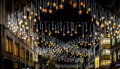 Poster - Dramatic view of the Oxford street in London at Christmas time