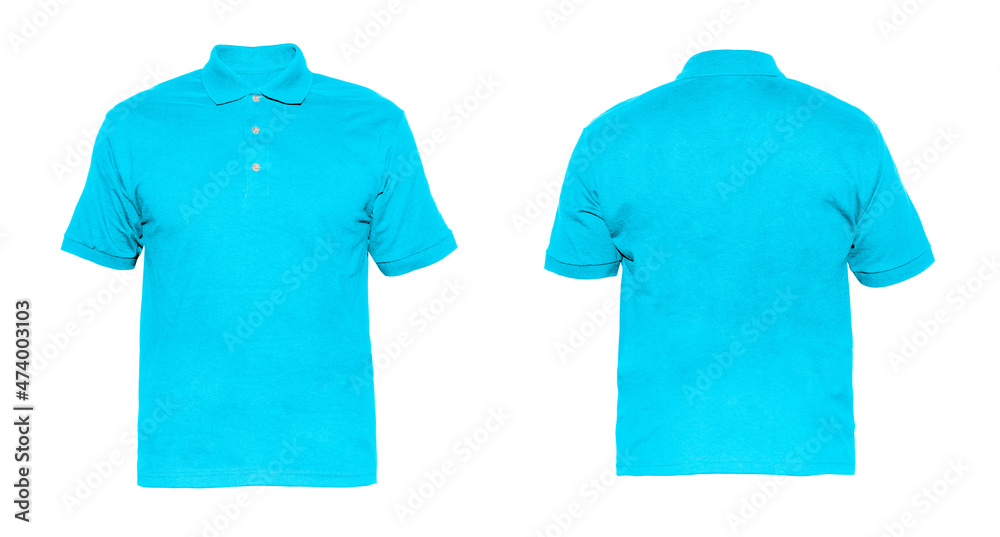 Blank Polo Shirt Three Button Placket Color Sky Blue On Invisible ...