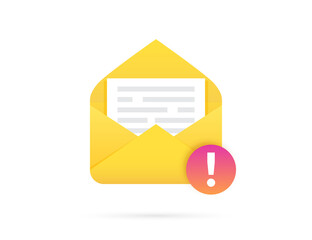 Leinwandbilder - Mail envelope with document and exclamation mark icon. Vector illustration