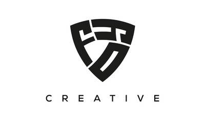 Shield letters FOY creative logo