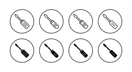 Screwdriver icons set.tools sign and symbol