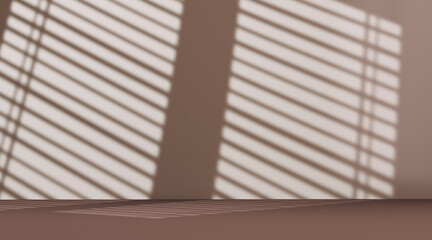 Poster - Shadow window blinds empty room wall 3d rendering, product display minimal abstract scene.