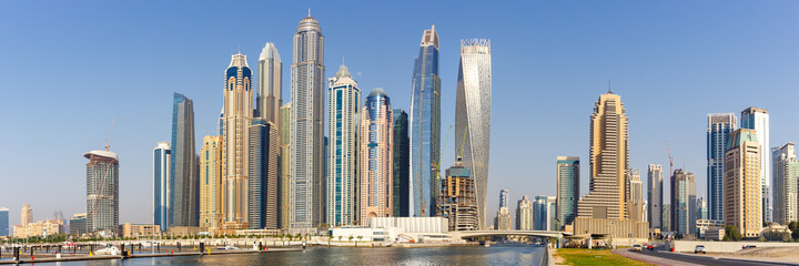 Wall Mural - Dubai Marina and Harbour skyline architecture wealth luxury travel in United Arab Emirates panorama
