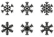 Zestaw płatków śniegu o różnych kształtach.