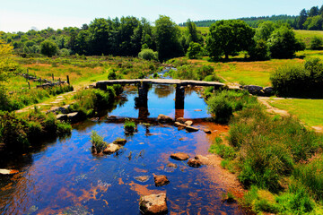 Wall Mural - Postbridge clapper bridge Dartmoor National Park Devon England UK