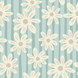 © smth.design - Random ditsy flowers seamless pattern on stripe background. Vintage chamomile print.