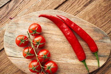 cherry tomatoes hot peppers salad ingredients fresh food