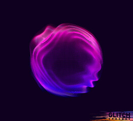 Wall Mural - abstract vector colorful mesh on dark background. futuristic style card. corrupted point sphere