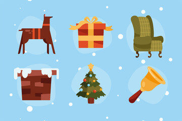 Sticker - six christmas celebration icons