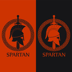 Wall Mural - orange black color spartan theme logo