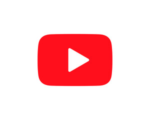 red youtube play button, youtube video and music icon. a triangle within a circle is a media player 