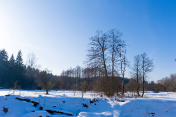 Wall Mural - A winter landscape, aerial view.