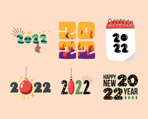 Sticker - six new year 2022 icons