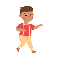 Sticker - Little Boy Reaching Hand Supporting and Comforting Someone Vector Illustration