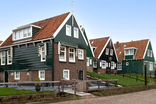 Small Fishing Village On The Former Island Of Marken With Typical Wooden Fishermen's Houses.