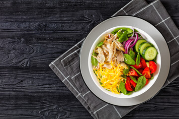 Wall Mural - Chicken Salad with fresh spinach, cucumber, cheese