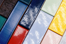 Diagonal View Of Glazed Bricks Of Different Colors