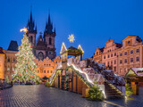 Fototapeta Nowy York - Christmas market at the Old Town Square in Prague, Czech Republic