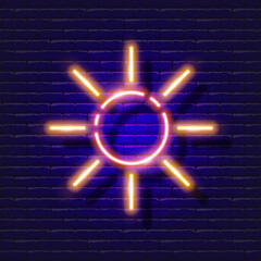 Wall Mural - Mode Natural light neon icon. Sun symbol. Weather sign. Photo and video concept. Vector illustration for design, website, decoration, online store.