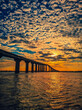 Suriname Bridge during Sunset by the river 