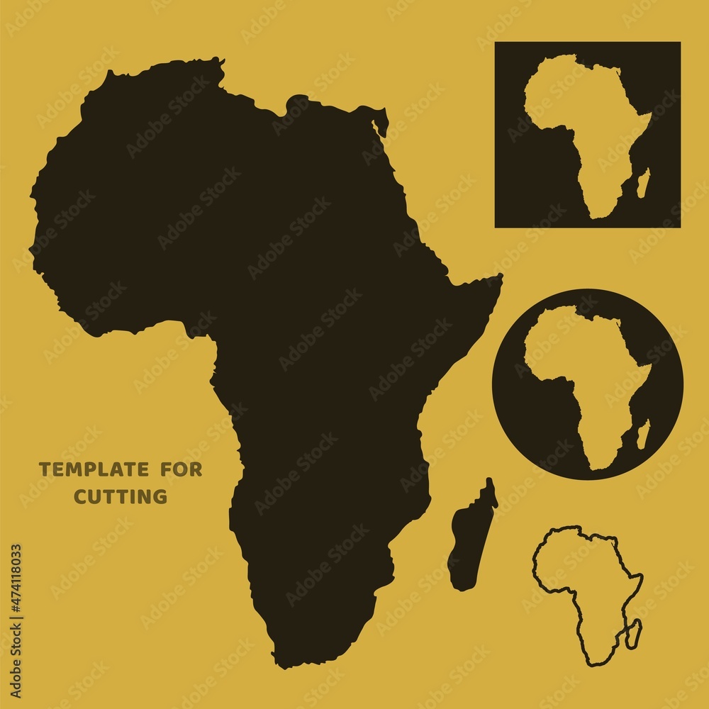 Africa map Template for laser cutting, wood carving, paper cut ...