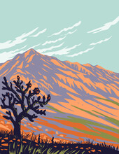 WPA Poster Art Of Franklin Mountains State Park With Cactus Located In El Paso, Texas, United States Of America USA Done In Works Project Administration Style.