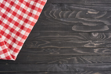 Wall Mural - tablecloth dark wooden background kitchen textiles texture