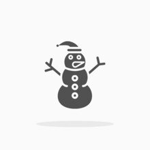 Snowman With Santa Hat Icon. Solid Or Glyph Style. Vector Illustration. Enjoy This Icon For Your Project.