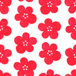 © Ekaterina - Seamless pattern of red flowers. Watercolor vintage illustration. Isolated on a white background.