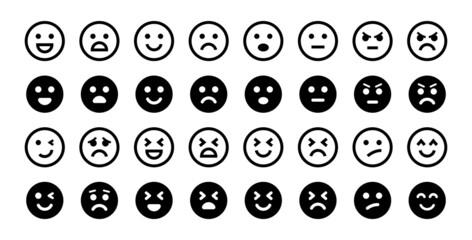 Emotions icon set isolated on white background. Emoji and mood symbol