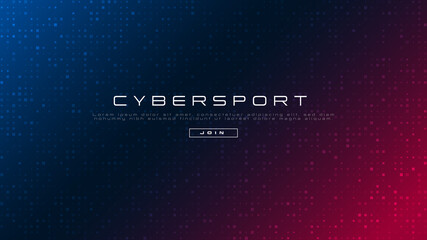 cybersport banner. neon colors gradient background with geometric pattern of random squares. esports