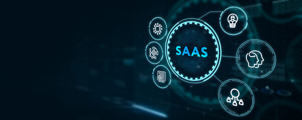 Software as a Service SaaS. Software concept. Business, modern technology, internet and networking concept. 3d illustration