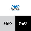fish logo plus s negative letter logo template