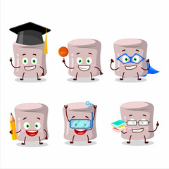 Canvas Print - School student of strawberry marshmallow cartoon character with various expressions