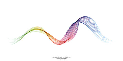 Wall Mural - Vector brush stroke colorful curved wave lines isolated on white background for design element