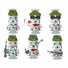 Wall Mural - A charming soldier white long candy package cartoon picture bring a gun machine