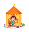 © Colorfuel Studio - cute little boy play inside small tent