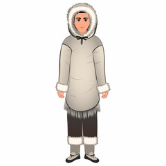 Wall Mural - Men's folk national Greenland costume. Vector illustration