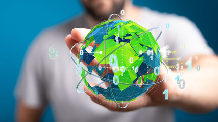 ecology concept of green earth globe made of leaves