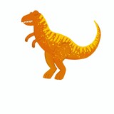 Fototapeta Dinusie - Cute dinosaur in cartoon style on isolated white background. Funny dinosaur for print on t-shirt, home decor, poster