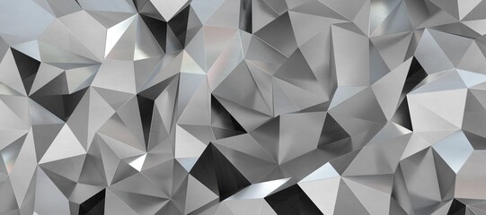 Aufkleber - 3D rendering of silver polygon wall i