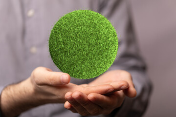 green 3d planet concept, recycle sign