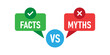 © Lysenko.A - Myths vs facts icon in flat style. True or false vector illustration on white isolated background. Comparison sign business concept.